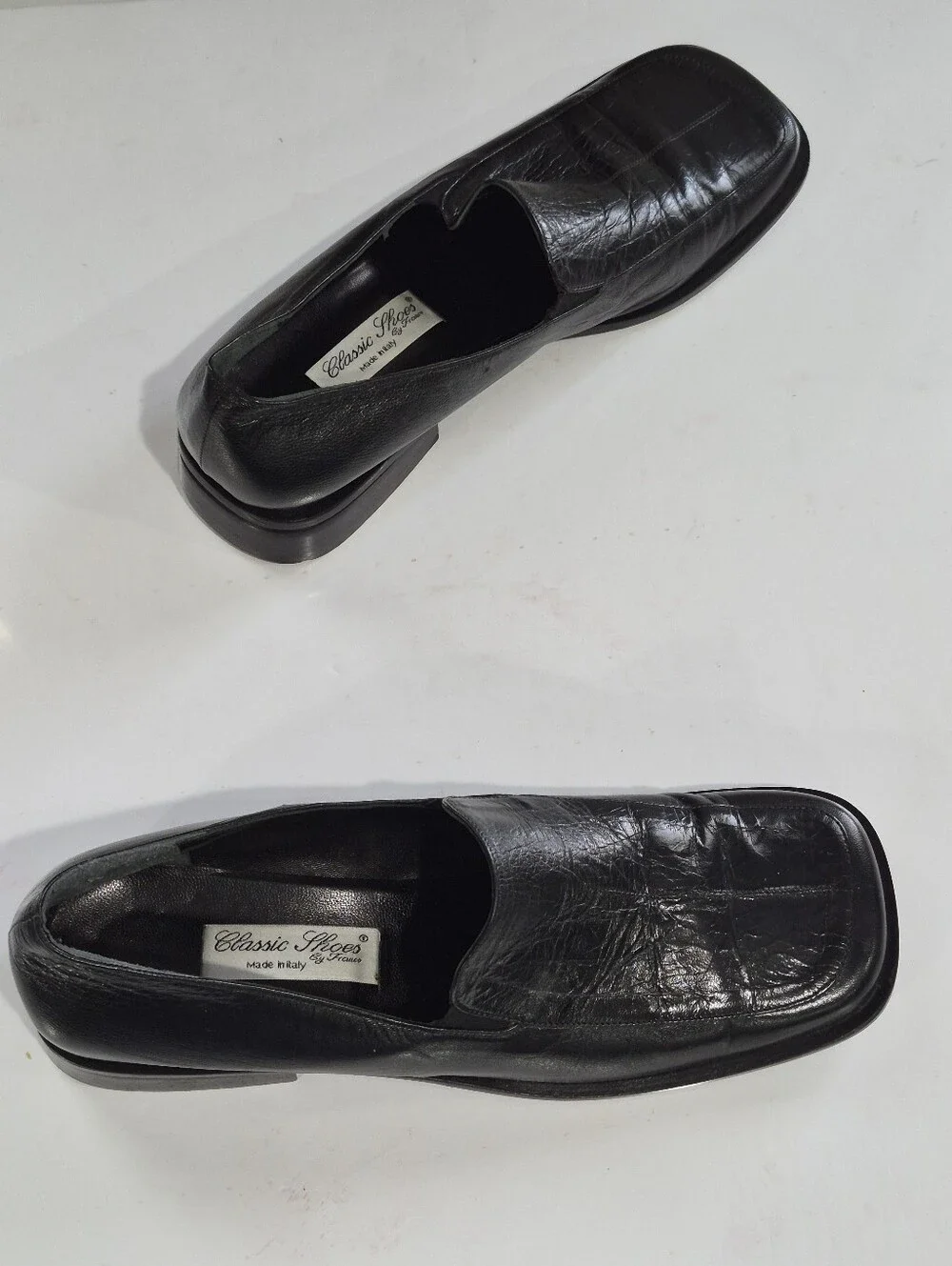 Classic Shoes by Franco Men's Black Slip-On Leather Dress Shoes Size 43